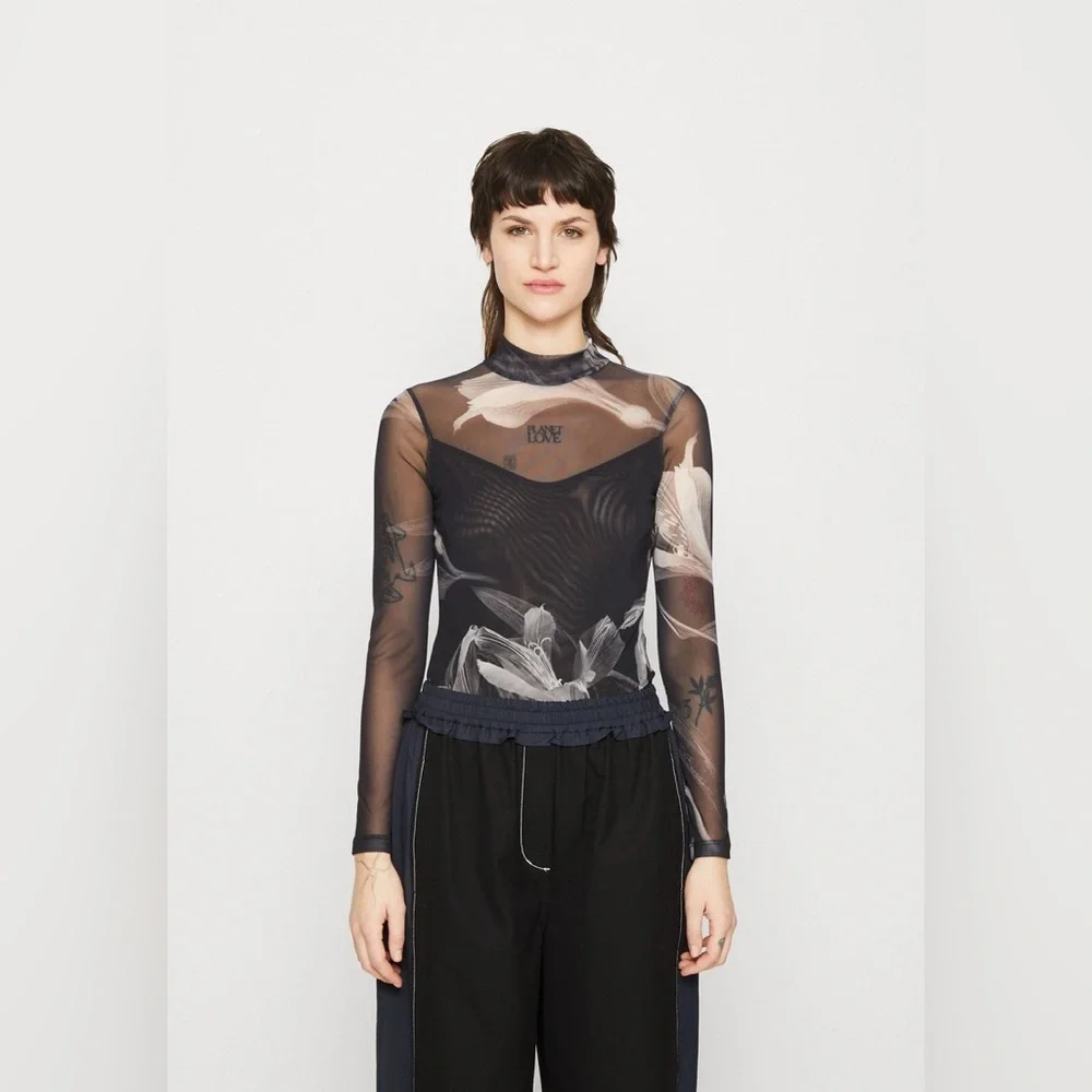 All Saints Black and Gray Floral Bodysuit - Picture 2 of 12